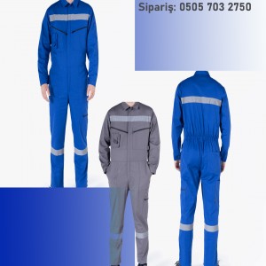 Reflektörlü Cepli İşçi Tulumu